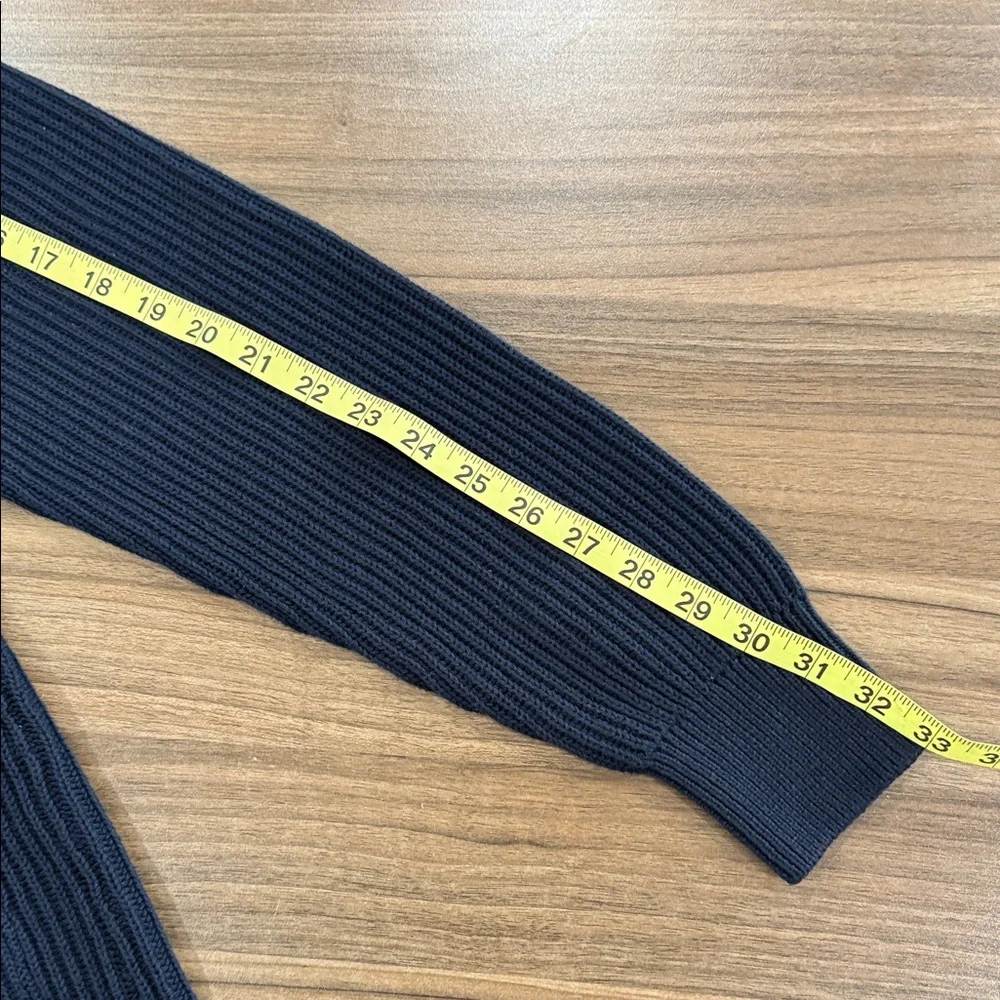 Common People Navy Shawl Collar V-Neck Button Up Ribbed Knit Cardigan Preppy M